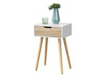 Tavolino 'ÖStersund' 60X40X30 Cm Con Cassetto Bianco/Rovere