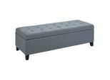 Homcom Panca, Panca Imbottita Con Vano Portaoggetti, Panca Da Letto Con Coperchio, Effetto Lino, Panca A Cassettone, Panca Portaoggetti Per Soggiorno, Camera Da Letto, Grigio, 125 X 49 X 41,5 Cm