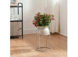 Supporto Per Piante 'Assen' Con Vaso Per Fiori In Metallo 31,5 X 19,5 Cm Grigio Chiaro