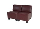 Modular 2-Sitzer Sofa Couch Moncalieri, Kunstleder ~ Rot-Braun, Ohne Armlehnen