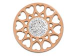 Amello Coins Rose 30 Mm Zirconia Acciaio Inox Placcato Oro Cuore Fiore Donna ESC519EW