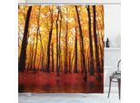 Abakuhaus Tenda Da Doccia Naturale, Alberi Autunnali, Opaca, Incl. 12 Anelli, Resistente A Batteri E Muffe, 175 X 240 Cm, Arancione Marrone