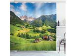 Abakuhaus Tenda Da Doccia Berg, Alpi In Primavera, Acqua Opaca Incl. 12 Anelli Lunga Durata Resistente A Batteri E Muffe, 175 X 240 Cm, Verde Blu