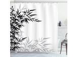 Abakuhaus Tenda Da Doccia Bianca E Nera, Foglie Di Bambù, Opaca, Incl. 12 Anelli, Resistente A Batteri E Muffe, 175 X 240 Cm, Bianca E Nera