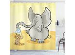 Abakuhaus Tenda Da Doccia Elefante, Elefante Baden-Maus, Impermeabile, 12 Anelli Inclusi, Resistente A Batteri E Muffe, 175 X 200 Cm, Giallo Crema Grigio