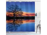 Abakuhaus Tenda Da Doccia Blu, Alba Naturale, Opaca, Incl. 12 Anelli, Resistente A Batteri E Muffe, 175 X 240 Cm, Arancione E Blu