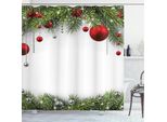 Abakuhaus Tenda Da Doccia Natalizia, Rustic Ball Ast, Opaca, Incl. 12 Anelli, Resistente A Batteri E Muffe, 175 X 200 Cm, Marrone Rosa