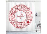 Abakuhaus Tenda Da Doccia Natalizia, Nastro In Stile Vintage, Impermeabile, Inclusi 12 Anelli, Resistente A Batteri E Muffe, 175 X 240 Cm, Rossa