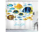 Abakuhaus Tenda Da Doccia Con Motivo Koi, Banco Di Carpe Koi Nel Mare, Opaca, Incl. 12 Anelli, Resistente A Batteri E Muffe, 175 X 200 Cm, Arancione
