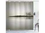 Abakuhaus Tenda Da Doccia Naturale, Alberi Autunnali Sull'isola, Con Set Di 12 Anelli Impermeabile Elegante Moderna Colori Resistenti E Antimuffa, 175 X 220 Cm, Seppia