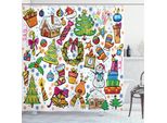 Abakuhaus Tenda Da Doccia Natalizia, Dolciumi Di Capodanno, Opaca, Incl. 12 Anelli, Resistente A Batteri E Muffe, 175 X 240 Cm, Multicolore
