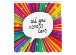 Abakuhaus Tenda Da Doccia Colorata, Vintage Tutto Ciò Di Cui Hai Bisogno è Amore, Poster Hippie Retrò Con Frase Ispiratrice, Set Decorativo Per Bagno In Tessuto Con Ganci, 175X200 Cm, Bianco