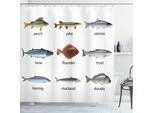 Tenda Da Doccia Abakuhaus Kids, Caricatura Marine Ocean Life, Impermeabile, Incl. 12 Anelli, Resistente A Batteri E Muffe, 175 X 200 Cm, Multicolore