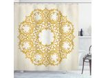 Abakuhaus Tenda Da Doccia Vittoriana, Floral Baroque Round, Stampa Personalizzata, Incl. 12 Ganci, Colori Resistenti, Decorativa Con Colori Chiari, 175 X 220 Cm, Giallo Crema