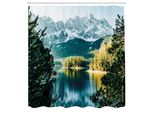 Abakuhaus Tenda Da Doccia Paesaggistica, Mountain Lake Nel Nord Della Germania Con Acque Ghiacciate Nella Stagione Invernale, Set Decorativo Per Bagno In Tessuto Con Ganci, 175X240 Cm, Verde Bianco