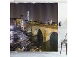 Abakuhaus Tenda Da Doccia Con Vista Sulla Città, Ponte Romano, Acqua Opaca, Incl. 12 Anelli, Resistente A Batteri E Muffe, 175 X 240 Cm, Nero Beige