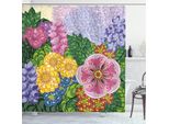 Abakuhaus Tenda Da Doccia Colorata, Boccioli Di Fiori Naturali, Stampa Personalizzata, 12 Ganci Inclusi, Colori Resistenti, Decorativa Con Colori Chiari, 175 X 180 Cm, Viola E Verde