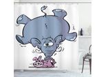 Abakuhaus Tenda Da Doccia Con Caricatura, Coniglietto Mascotte, Impermeabile, Inclusi 12 Anelli, Resistente A Batteri E Muffa, 175 X 200 Cm, Bianco Grigio Rosa