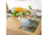 Abakuhaus Tovagliette Paesaggistiche, Molo Sul Lago Con Piccoli Capanni Montagne Alpine Germania Natura Europea Foto, Tiscjdeco In Tessuto Resistente Ai Colori Per La Sala Da Pranzo E La Cucina, Multicolore