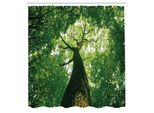 Abakuhaus Tenda Da Doccia Bosco, Albero Secolare Visto Dal Basso Con Raggi Di Sole E Cime Degli Alberi Che Lasciano Intravedere La Natura, Set Decorativo Per Bagno In Tessuto Con Ganci, 175X240 Cm, Verde Chiaro, Verde Scuro, Marrone