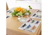 Tovagliette Abakuhaus Con Motivo A Calamaro, Collezione Grunge Sea Nautical Aquatic Con Motivi Grafici Subacquei, Vita Marina E Natura, Tiscjdeco In Tessuto Resistente Ai Colori Per La Sala Da Pranzo E La Cucina, Bordeaux, Nero, Verde