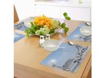 Tovagliette Abakuhaus Con Cavalli, Branco Di Nobili Cavalli Selvaggi Che Corrono Nella Neve In Una Fresca Giornata Invernale, Splendida Immagine, Tiscjdeco In Tessuto Resistente Al Lavaggio Per La Sala Da Pranzo E La Cucina, Bianco E Blu