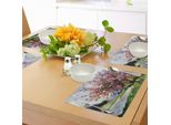 Abakuhaus Tovagliette Rustiche, Dipinto Raffigurante Un Paesaggio Primaverile Con Alberi In Fiore E Erba Fresca, Tiscjdeco In Tessuto Resistente Ai Colori Per La Sala Da Pranzo E La Cucina, Verde Rosa