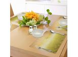 Abakuhaus Tovagliette Gialle, Campo Di Riso, Fattoria E Tramonto, Paesaggio Agricolo, Raggi Di Sole, Nuvole, Sottobicchieri In Tessuto Lavabile, Decorazione Da Tavola Con Stampa, Giallo Beige
