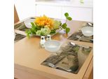 Abakuhaus Tovagliette Europee, Città Britannica Con Case In Pietra, Stampa Con Immagine Di Paesaggio Inglese Retrò, Tiscjdeco In Tessuto Resistente Al Colore Per La Sala Da Pranzo E La Cucina, Verde Grigio