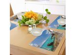Abakuhaus Tovagliette Con Motivo Relitto Di Nave, Relitto Di Nave Su Una Tranquilla Costa Rocciosa, Meraviglia Naturale Sotto Un Cielo Idilliaco, Tiscjdeco In Tessuto Resistente Al Colore Per La Sala Da Pranzo E La Cucina, Multicolore