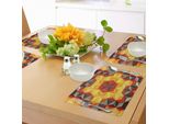 Abakuhaus Tovagliette Moderne, Disegno Psichedelico Con Motivo Geometrico Caleidoscopico Diagonale E Stella Frattale, Tiscjdeco In Tessuto Resistente Al Lavaggio Per La Sala Da Pranzo E La Cucina, Multicolore