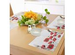 Tovagliette Abakuhaus Con Motivi Floreali, Papaveri In Giardino, Piante Fresche, Natura Idilliaca, Tema Profumato, Stampa Artistica, Tiscjdeco In Tessuto Resistente Al Lavaggio Per Sala Da Pranzo E Cucina, Arancione E Verde.