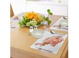Tovagliette Abakuhaus Con Motivi Animali, Graziosa Tovaglietta Per Bambini Con Motivo Elefante Africano In Stile Safari, Disegno Acquerellato, Tiscjdeco In Tessuto Resistente Al Lavaggio Per Sala Da Pranzo E Cucina, Arancione E Bianco