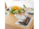Abakuhaus Tovagliette Paesaggio, Paesaggio Europeo Con Case E Fiume, Stampa Artistica Acquerello, Tiscjdeco In Tessuto Resistente Al Colore Per Sala Da Pranzo E Cucina, Multicolore