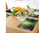 Abakuhaus Tovagliette Paesaggio, Un Viaggio Nella Giungla Della Malesia Rainforest Fresh Erba Alberi Paesaggio Rurale Mattutino, Tiscjdeco In Tessuto Resistente Al Colore Per La Sala Da Pranzo E La Cucina, Verde