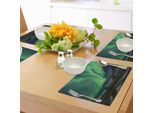 Abakuhaus Tovagliette Nordlicht, Immagine Del Lampo Dell'aurora Polare Sopra Le Montagne Di Notte, Tiscjdeco In Tessuto Resistente Ai Colori Per La Sala Da Pranzo E La Cucina, Verde Militare, Blu, Grigio E