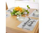 Tovagliette Abakuhaus Family, La Felicità è Una Frase Ispiratrice Scritta A Mano Dalla Famiglia, Sfondo Semplice E Carino, Decorazione Da Tavola In Tessuto Resistente Al Lavaggio Per La Sala Da Pranzo E La Cucina, Nero