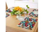 Abakuhaus Tovagliette Astratte, Motivo Grafico A Frecce Con Effetto Grunge Funky Psichedelico Grafica Colorata A Zig Zag, Tiscjdeco In Tessuto Resistente Al Lavaggio Per La Sala Da Pranzo E La Cucina, Multicolore