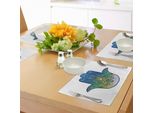 Abakuhaus Tovagliette Malocchio, Simbolo Etnico Della Mano Di Fatima Dai Colori Vivaci, Antica Cultura Araba Orientale, Tiscjdeco In Tessuto Resistente Ai Colori Per La Sala Da Pranzo E La Cucina, Giallo Verde Blu