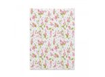 Arazzo Abakuhaus Shabby Chic, Boccioli Naturali In Morbido Tessuto Microfibra, Colori Chiari Che Non Sbiadiscono, Lavabile, 110 X 150 Cm, Bianco, Verde E Rosa