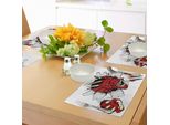 Abakuhaus Tovagliette Drago, Fumetti Retrò Pop Art, Immagine Stilizzata Di Creatura Selvaggia Pericolosa, Tiscjdeco In Tessuto Resistente Ai Colori Per La Sala Da Pranzo E La Cucina, Grigio Chiaro Crema Rubino