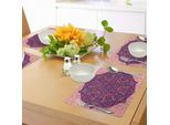 Abakuhaus Tovagliette Viola Mandala, Cerchio Floreale Astratto Che Forma Un'immagine Spirituale Dell'universo, Icone Orientali, Tiscjdeco In Tessuto Resistente Al Lavaggio Per La Sala Da Pranzo E La Cucina, Multicolore