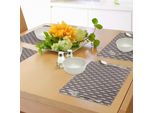Tovagliette Retrò Abakuhaus, Motivo Etnico Astratto In Vivaci Forme Geometriche Esagonali, Design Vintage, Tiscjdeco In Tessuto Resistente Al Lavaggio Per La Sala Da Pranzo E La Cucina, Giallo Chiaro, Blu Cadetto, Viola