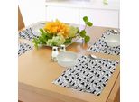 Abakuhaus Tovagliette Con Gatti, Sagome Di Gatti E Motivi Con Impronte Di Animali, Impronte Di Zampe, Gattini In Diverse Pose, Decorazioni Da Tavola In Tessuto Resistente Al Lavaggio Per La Sala Da Pranzo E La Cucina, Bianco E Nero