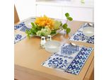 Abakuhaus Tovagliette Blu E Bianche, Elementi Artistici Arabeschi Antichi, Classici Cestini Di Fiori, Motivi Barocchi Revival, Tovagliette In Tessuto Resistente Ai Colori Per La Sala Da Pranzo E La Cucina, Bianco E Blu.