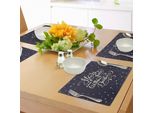 Abakuhaus Tovagliette Ispiratrici, Motivazione Vita Messaggio Felicità Calligrafia Citazione Notte Skyline, Tiscjdeco In Tessuto Resistente Al Colore Per La Sala Da Pranzo E La Cucina, Viola Scuro Beige