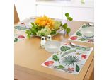 Abakuhaus Tovagliette Con Motivi Vegetali, Collezione Assortita Di Foglie E Fiori Provenienti Dai Paesi Tropicali Heliconia Philodendron, Tiscjdeco In Tessuto Resistente Al Lavaggio Per La Sala Da Pranzo E La Cucina, Multicolore