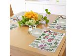 Tovagliette Abakuhaus Con Motivi Vegetali, Fiori Esotici E Felci, Elementi Botanici, Varietà Di Foglie, Tiscjdeco In Tessuto Resistente Al Lavaggio Per La Sala Da Pranzo E La Cucina, Multicolore E Verde Felce