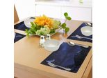 Abakuhaus Tovagliette Notturne, Cime Innevate, Alberi Invernali, Paesaggio Con Cielo Lunare, Stampa Digitale Su Tessuto Lavabile, Decorazione Da Tavola, Cucina, Blu Scuro, Cocco, Nero