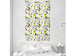 Abakuhaus Tappeto Da Parete E Copriletto Nero E Giallo, Anni '80 Memphis In Morbido Tessuto Microfibra Lavabile Senza Scolorimento Stampa Digitale, 140 X 230 Cm, Nero Giallo Bianco